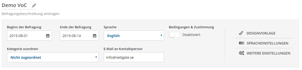 basic survey settings
