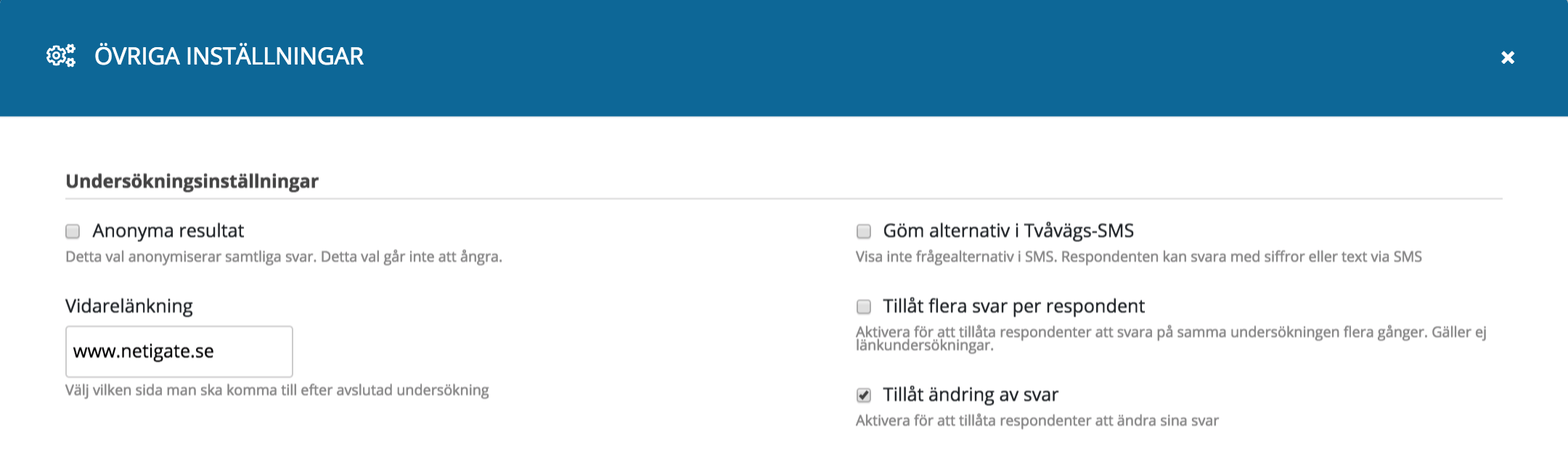 Ställ in era undersökningsinställningar